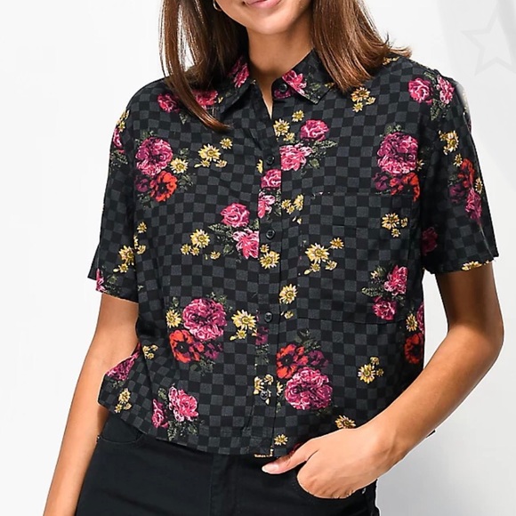 Vans Botanical Checkered Crop Button Shirt - Picture 3 of 9